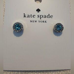Kate Spade Teal and Silver Crystal “you’re a gem” Post Earrings. NEW